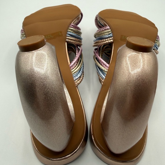 NINETY UNION Knotted STRAPPY SANDALS ON A ARCHITECTURAL HEEL IN PASTEL MULTI - Picture 8 of 17